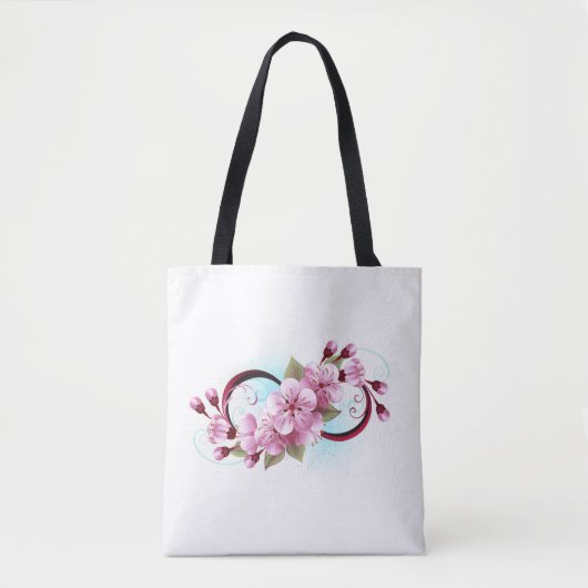 Unendlichkeit mit Sakura Blossom-Blume Tasche (Vorderseite)