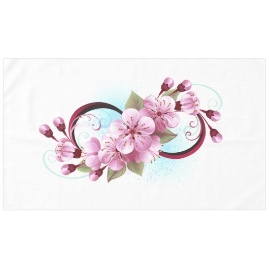 Unendlichkeit mit Sakura Blossom-Blume Tischdecke (Vorderseite (Horizontal))