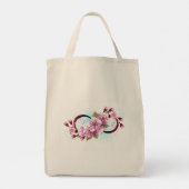 Unendlichkeit mit Sakura Blossom-Blume Tragetasche (Rückseite)