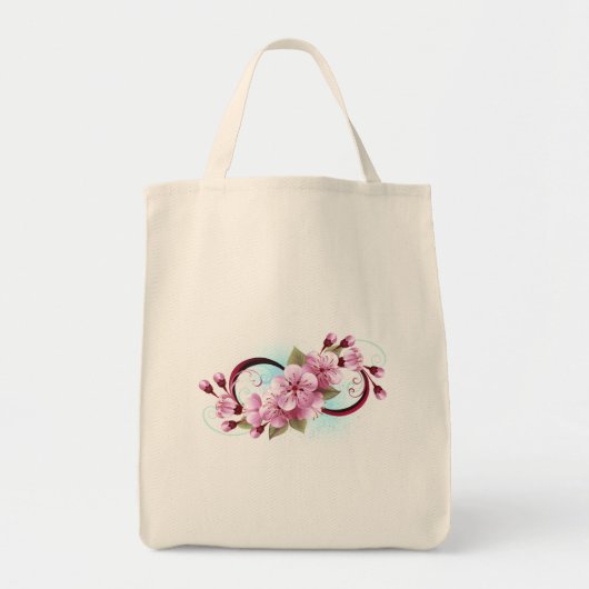 Unendlichkeit mit Sakura Blossom-Blume Tragetasche (Vorne)