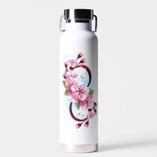 Unendlichkeit mit Sakura Blossom-Blume Trinkflasche (Vorne)