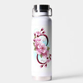 Unendlichkeit mit Sakura Blossom-Blume Trinkflasche (Rückseite)
