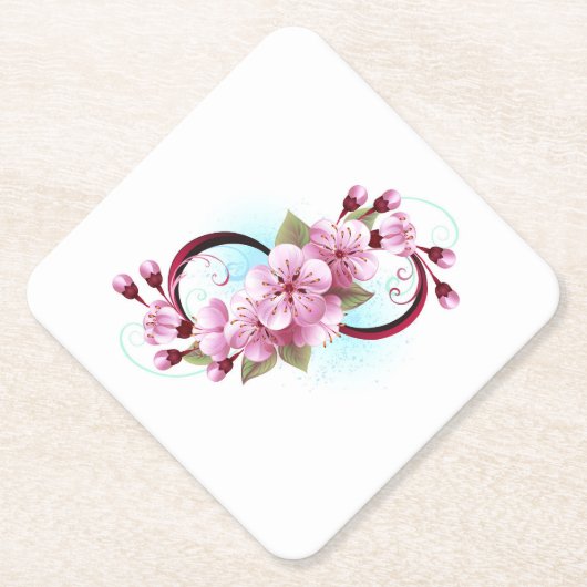 Unendlichkeit mit Sakura Blossom-Blume Untersetzer (Vorderseite)