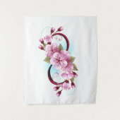 Unendlichkeit mit Sakura Blossom-Blume Wandteppich (Vorderseite)