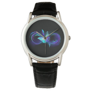 Unendlichkeit mit Zauberschmetterling glänzen Armbanduhr