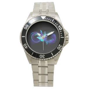 Unendlichkeit mit Zauberschmetterling glänzen Armbanduhr