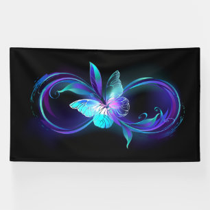 Unendlichkeit mit Zauberschmetterling glänzen Banner