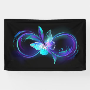 Unendlichkeit mit Zauberschmetterling glänzen Banner