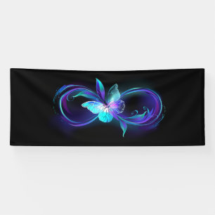 Unendlichkeit mit Zauberschmetterling glänzen Banner