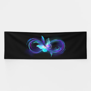 Unendlichkeit mit Zauberschmetterling glänzen Banner