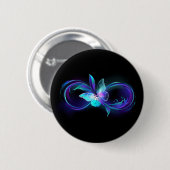 Unendlichkeit mit Zauberschmetterling glänzen Button (Vorne & Hinten)