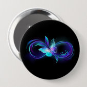 Unendlichkeit mit Zauberschmetterling glänzen Button (Vorne & Hinten)