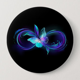 Unendlichkeit mit Zauberschmetterling glänzen Button