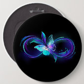 Unendlichkeit mit Zauberschmetterling glänzen Button (Vorne & Hinten)