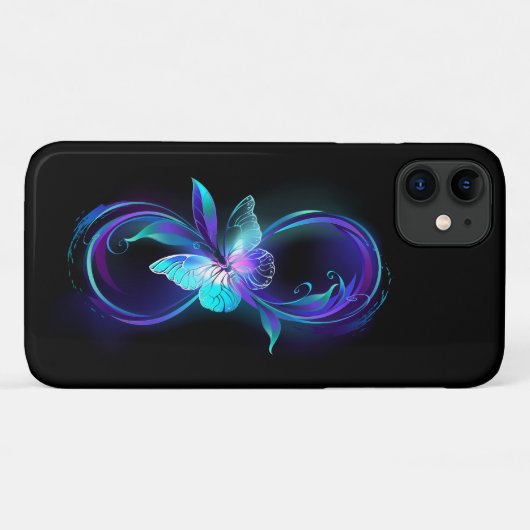 Unendlichkeit mit Zauberschmetterling glänzen Case-Mate iPhone Hülle (Rückseite (Horizontal))