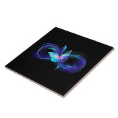 Unendlichkeit mit Zauberschmetterling glänzen Fliese (Seite)