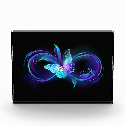 Unendlichkeit mit Zauberschmetterling glänzen Fotoblock (Vorderseite)