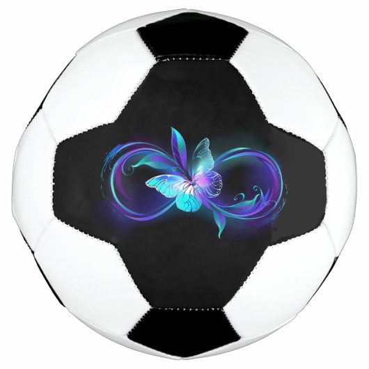 Unendlichkeit mit Zauberschmetterling glänzen Fußball (Vorderseite)