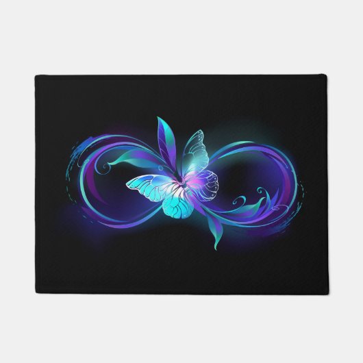 Unendlichkeit mit Zauberschmetterling glänzen Fußmatte (Vorderseite)