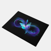 Unendlichkeit mit Zauberschmetterling glänzen Fußmatte (Schrägansicht)