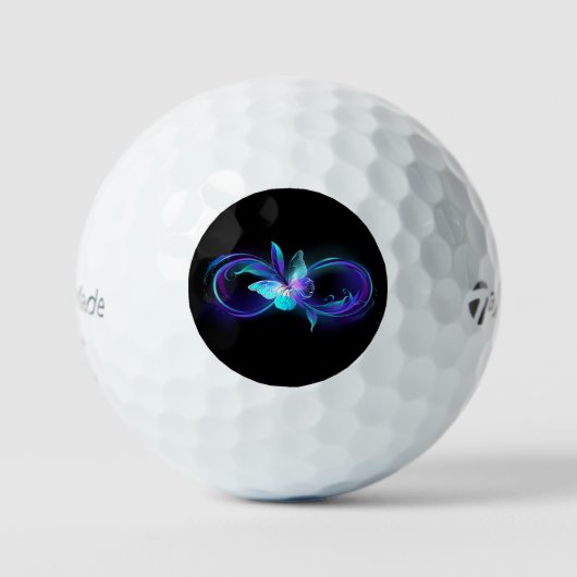 Unendlichkeit mit Zauberschmetterling glänzen Golfball (Vorderseite)