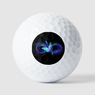 Unendlichkeit mit Zauberschmetterling glänzen Golfball