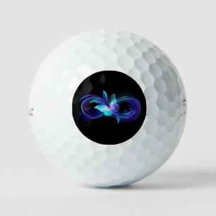 Unendlichkeit mit Zauberschmetterling glänzen Golfball