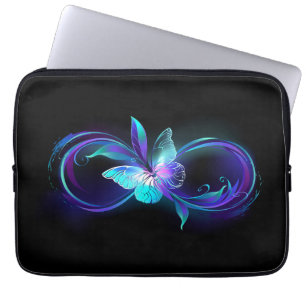 Unendlichkeit mit Zauberschmetterling glänzen Laptopschutzhülle
