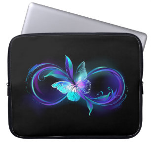 Unendlichkeit mit Zauberschmetterling glänzen Laptopschutzhülle
