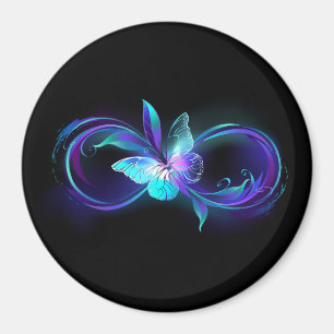 Unendlichkeit mit Zauberschmetterling glänzen Magnet
