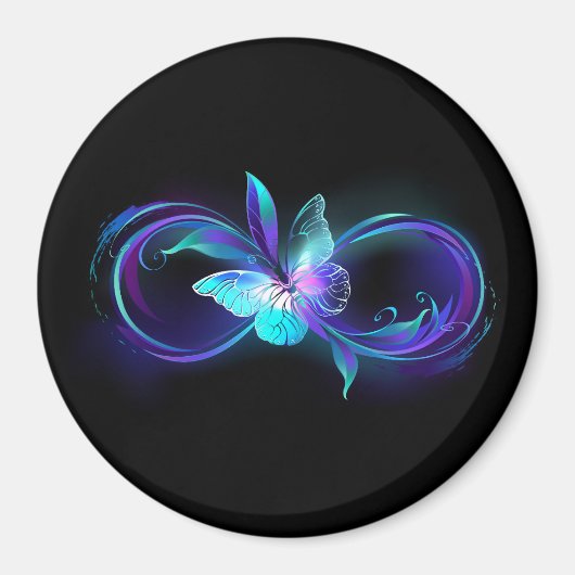 Unendlichkeit mit Zauberschmetterling glänzen Magnet (Vorne)