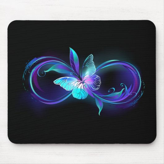 Unendlichkeit mit Zauberschmetterling glänzen Mousepad (Vorne)