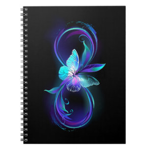 Unendlichkeit mit Zauberschmetterling glänzen Notizblock