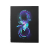 Unendlichkeit mit Zauberschmetterling glänzen Notizblock (Rotiert)