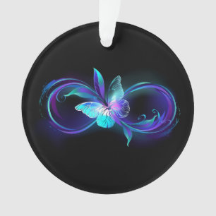 Unendlichkeit mit Zauberschmetterling glänzen Ornament