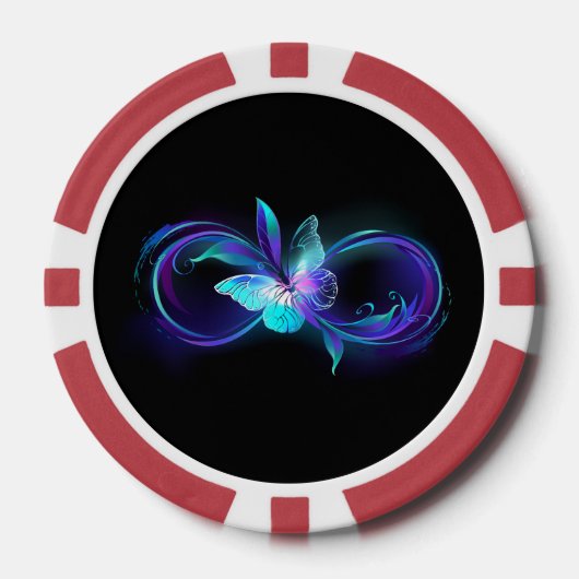 Unendlichkeit mit Zauberschmetterling glänzen Pokerchips (Vorderseite)