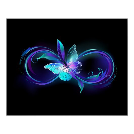 Unendlichkeit mit Zauberschmetterling glänzen Poster (Vorderseite)