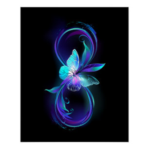 Unendlichkeit mit Zauberschmetterling glänzen Poster