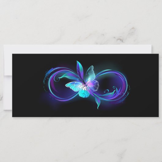 Unendlichkeit mit Zauberschmetterling glänzen Save The Date (Vorderseite)