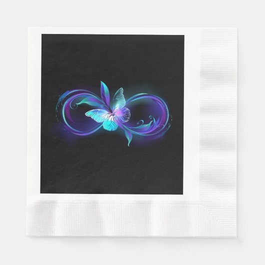 Unendlichkeit mit Zauberschmetterling glänzen Serviette (Vorderseite)