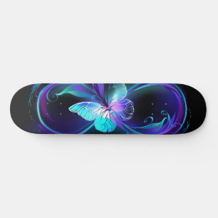 Unendlichkeit mit Zauberschmetterling glänzen Skateboard