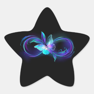 Unendlichkeit mit Zauberschmetterling glänzen Stern-Aufkleber