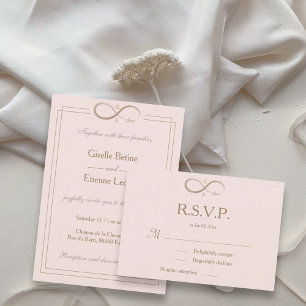 Unendlichkeit Monogramm Elegant Rosa Hochzeit RSVP Einladung