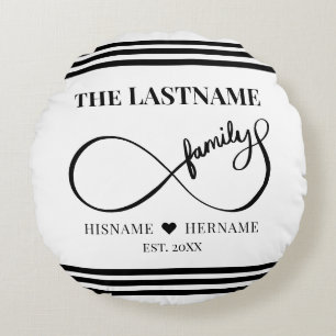 Unendlichkeit Personalisierter Familienname und Be Rundes Kissen