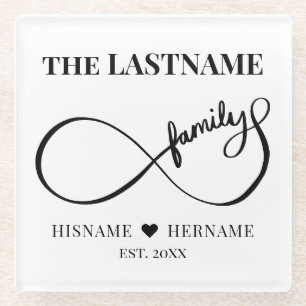 Unendlichkeit Personalisierter Familienname und ge Glasuntersetzer
