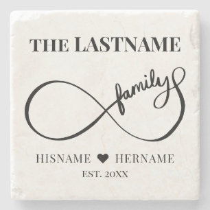 Unendlichkeit Personalisierter Familienname und ge Steinuntersetzer