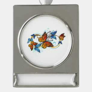 Unendlichkeit von Monarchfalter Banner-Ornament Silber