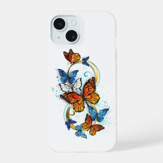 Unendlichkeit von Monarchfalter iPhone 15 Hülle (Rückseite)