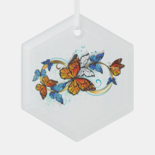 Unendlichkeit von Monarchfalter Ornament Aus Glas