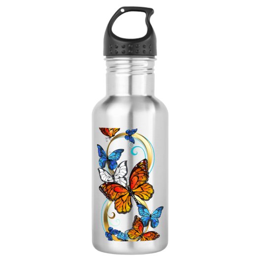Unendlichkeit von Monarchfaltern Edelstahlflasche (Vorderseite)